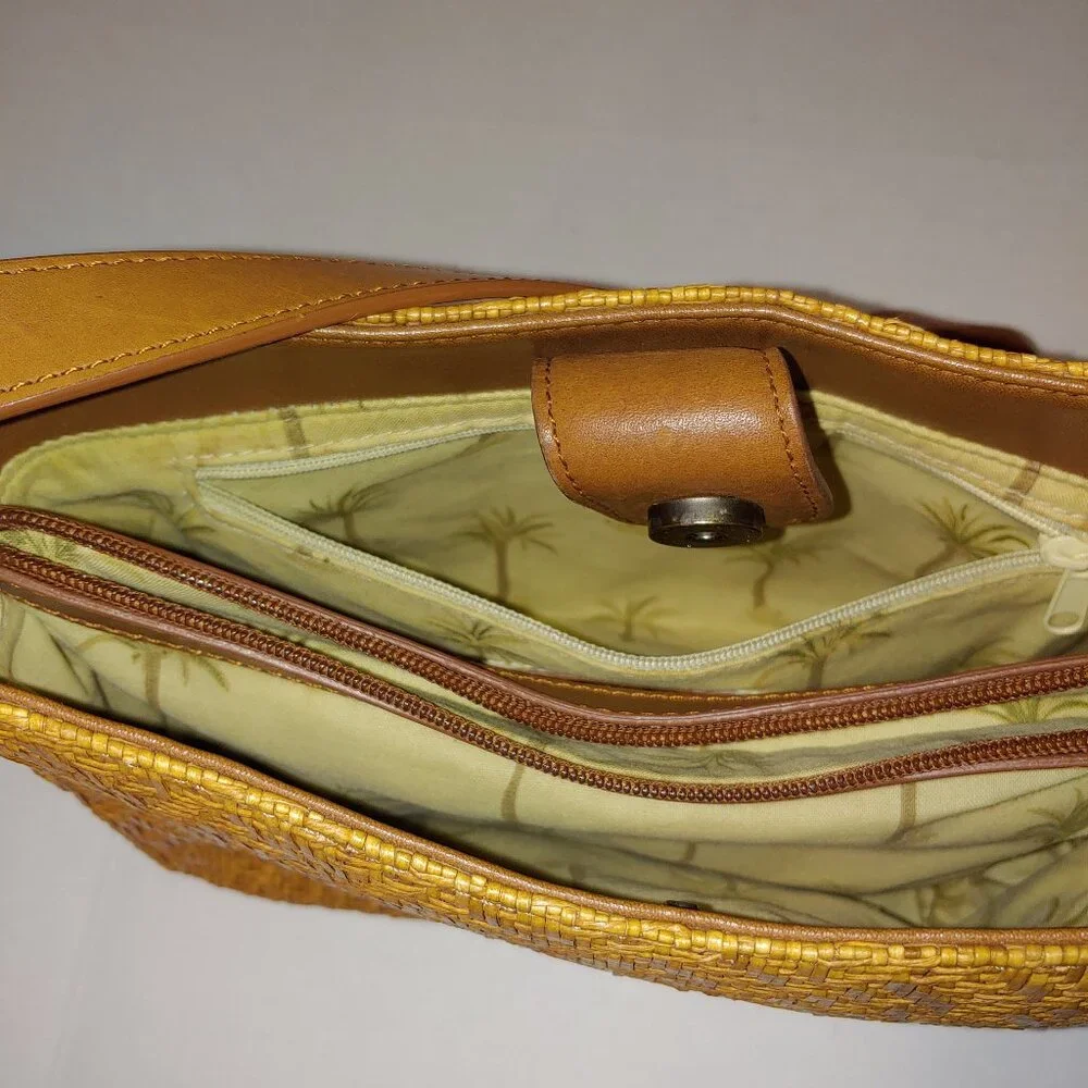 Fossil Basket Wave Woven Leather Handle Purse - Picture 8 of 12